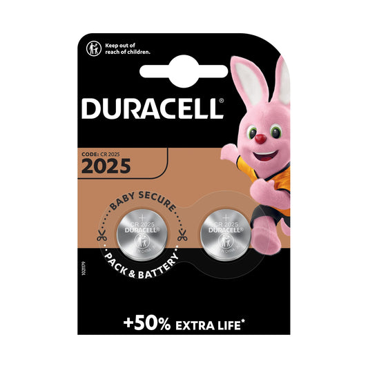 DURACELL Batterie Lithium Knopfzelle CR2025, 3V Electronics, Retail Blister (2-Pack)