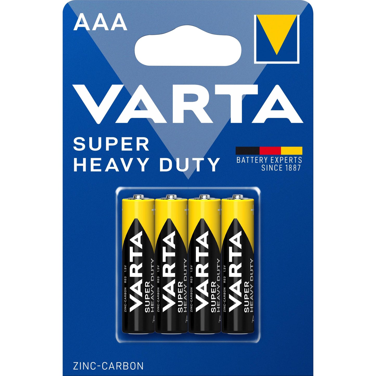 VARTA Batterie Zink-Kohle Micro AAA, R03, 1.5V Superlife, Retail Blister (4-Pack)