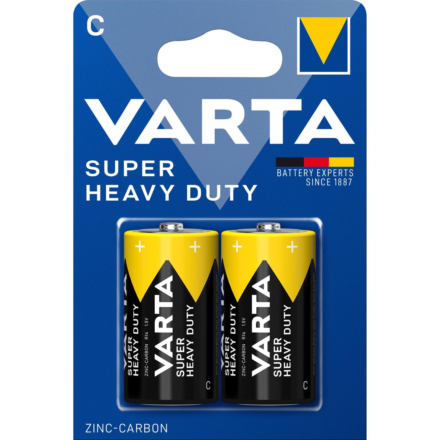 VARTA Batterie Zink-Kohle Baby C R14, 1.5V Superlife, Retail Blister (2-Pack)