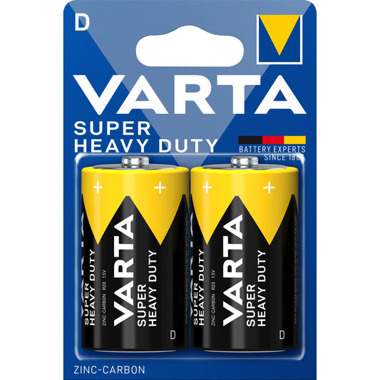 VARTA Batterie Zink-Kohle Mono D R20, 1.5V Superlife, Retail Blister (2-Pack)