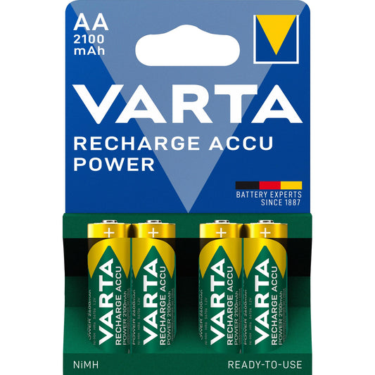 VARTA Akku NiMH Mignon AA HR06, 1.2V/2100mAh Accu Power, Pre-charged, Retail Blister (4-Pack)