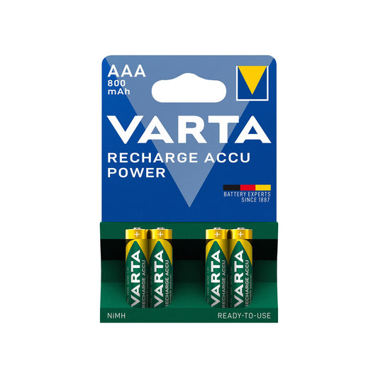 VARTA Akku NiMH Micro AAA HR03, 1.2V/800mAh Accu Power, Pre-charged, Retail Blister (4-Pack)