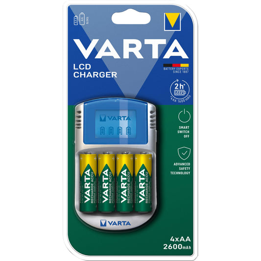 VARTA NiMH Universal Ladegerät LCD Charger inkl. 4 AA Mignon Akkus, 2600mAh USB Retail