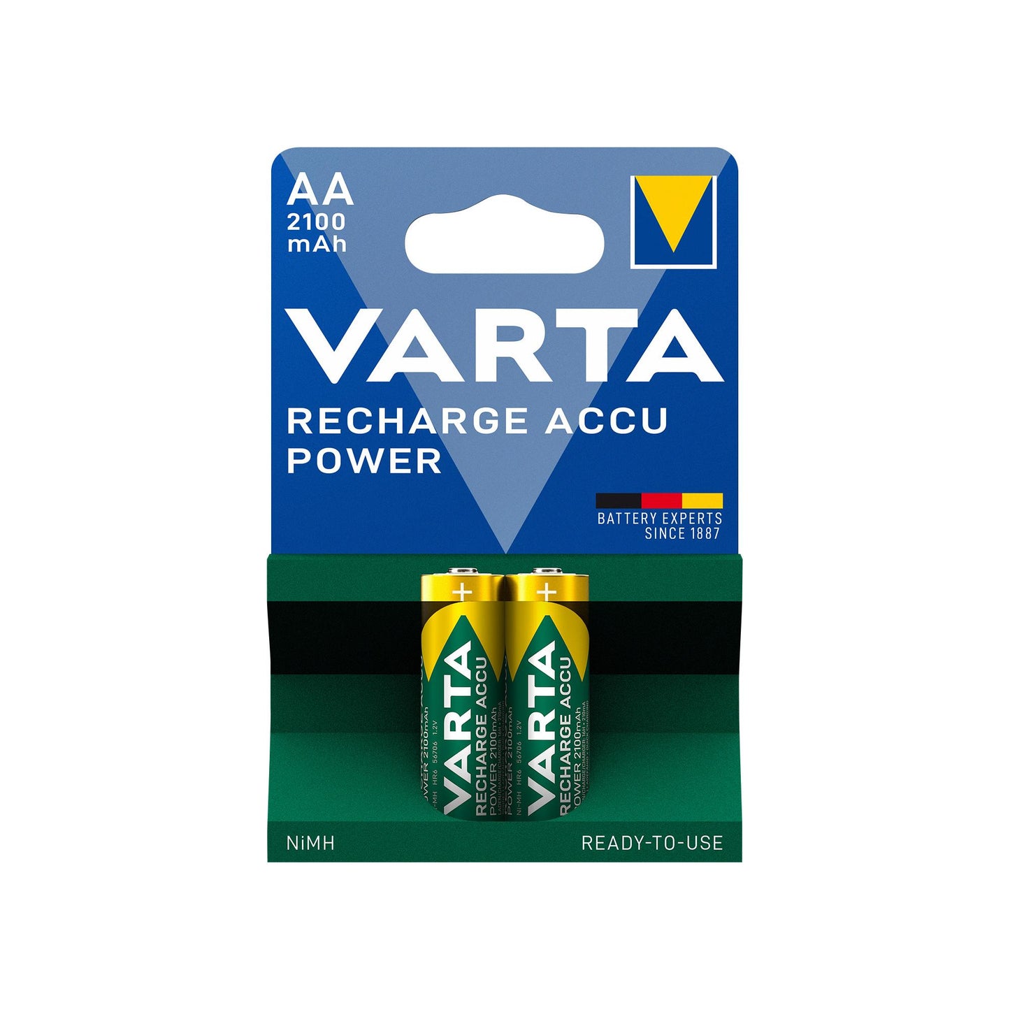 VARTA Akku NiMH Mignon AA HR06, 1.2V/2100mAh Accu Power, Pre-charged, Retail Blister (2-Pack)