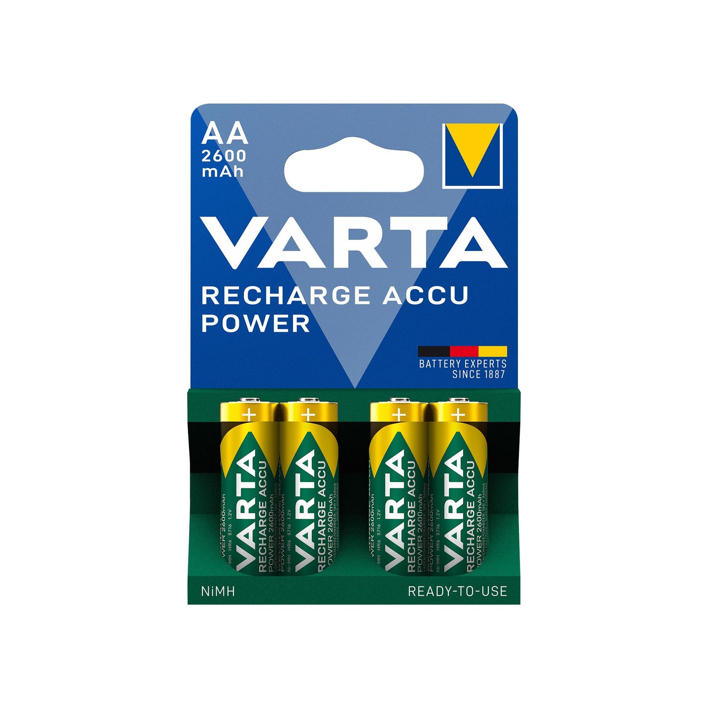 VARTA NiMH AA Mignon HR06 Akku, 1.2V/2600mAh, Accu Power, Pre-charged, Retail Blister (4-Pack)