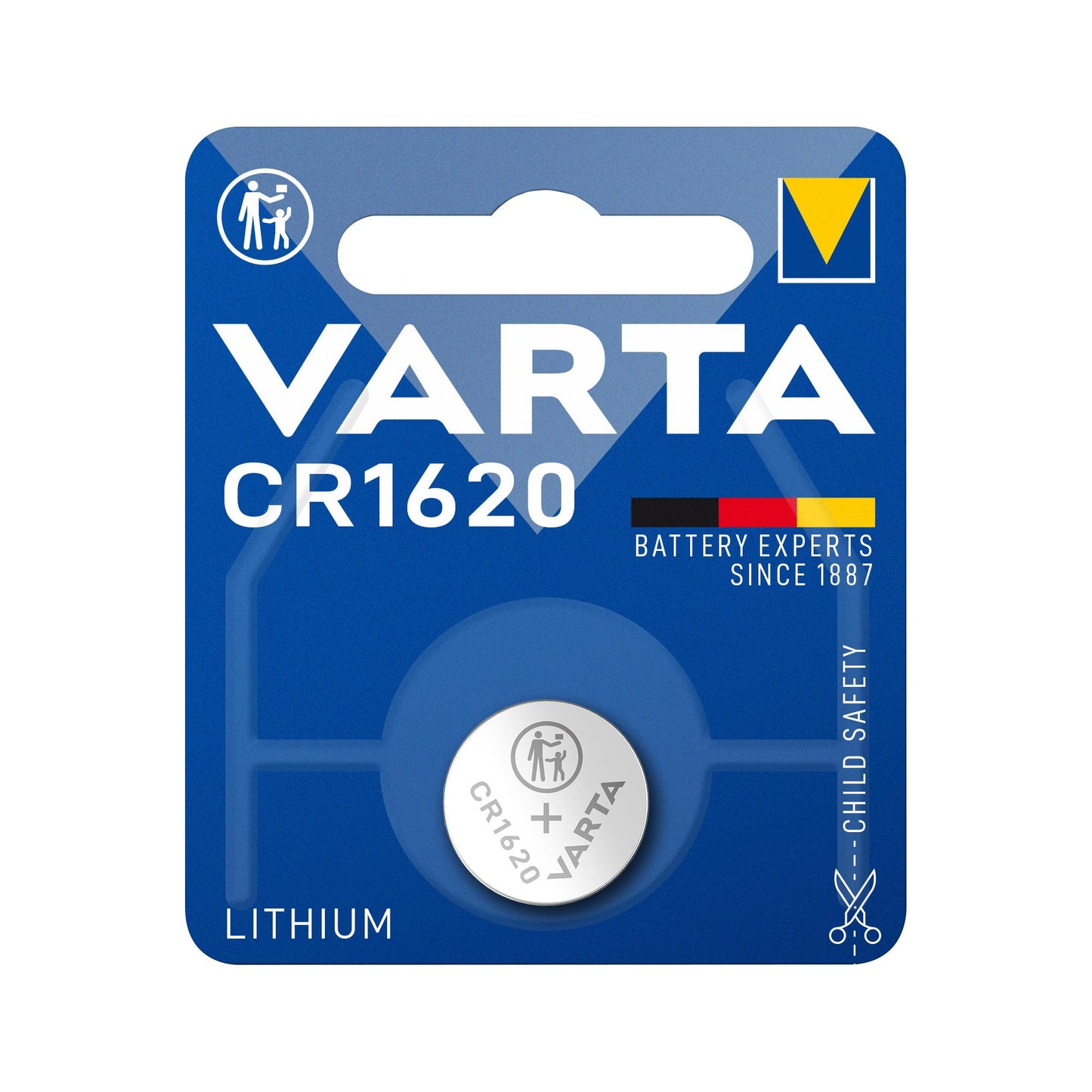 VARTA Batterie Lithium Knopfzelle CR1620, 3V Electronics, Retail Blister (1-Pack)