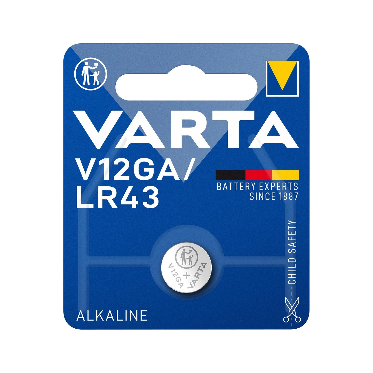 VARTA Batterie Alkaline Knopfzelle LR43, V12GA, 1.5V Electronics, Retail Blister (1-Pack)