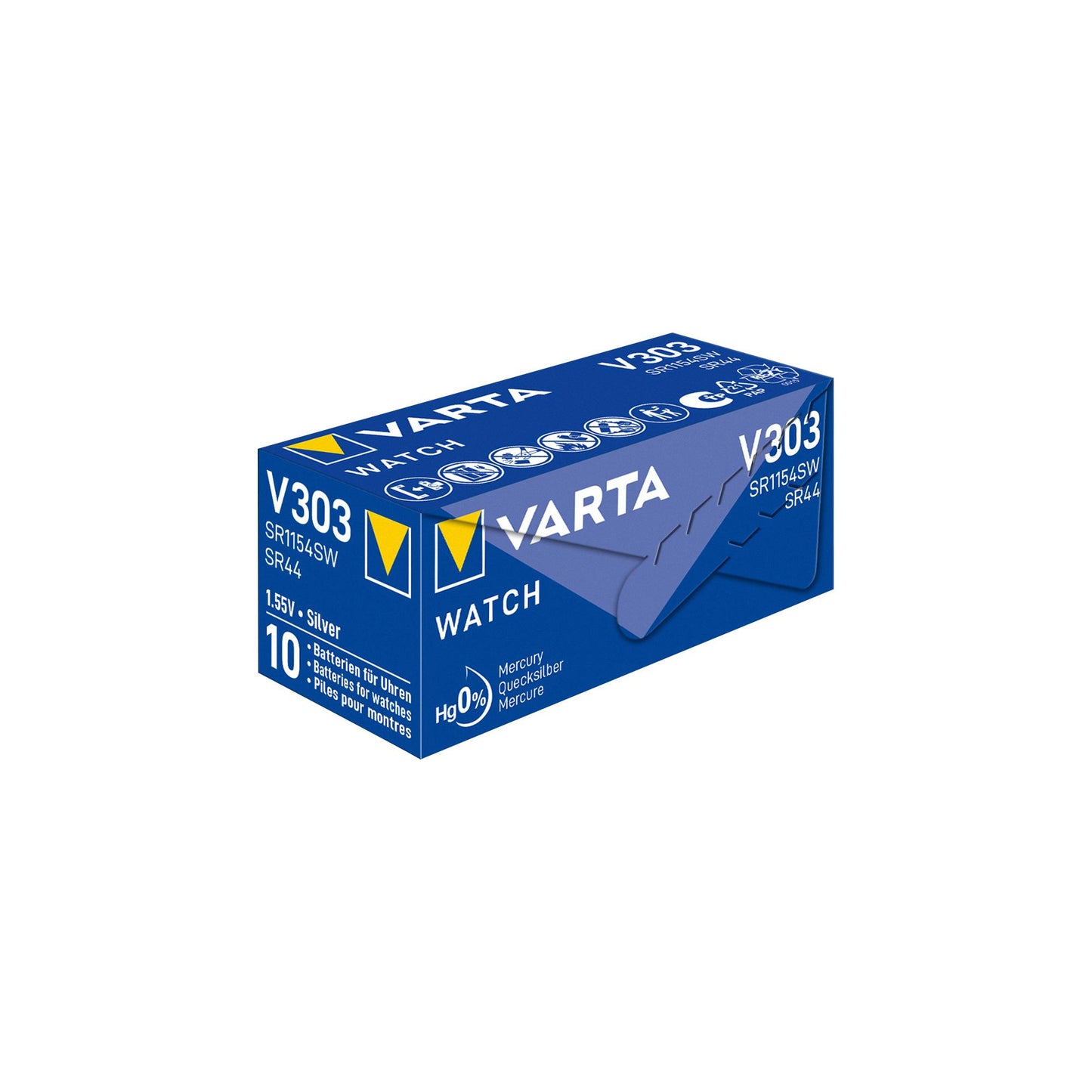 VARTA Batterie Silver Oxide Knopfzelle 303 SR44 - 1.55V Watch Retail (10-Pack)