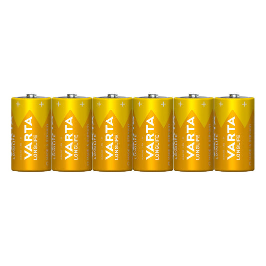 VARTA Batterie Alkaline Baby C LR14, 1.5V Longlife, Folienverpackung (6-Pack)