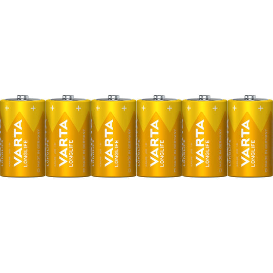 VARTA Batterie Alkaline Mono D LR20, 1.5V Longlife, Folienverpackung (6-Pack)