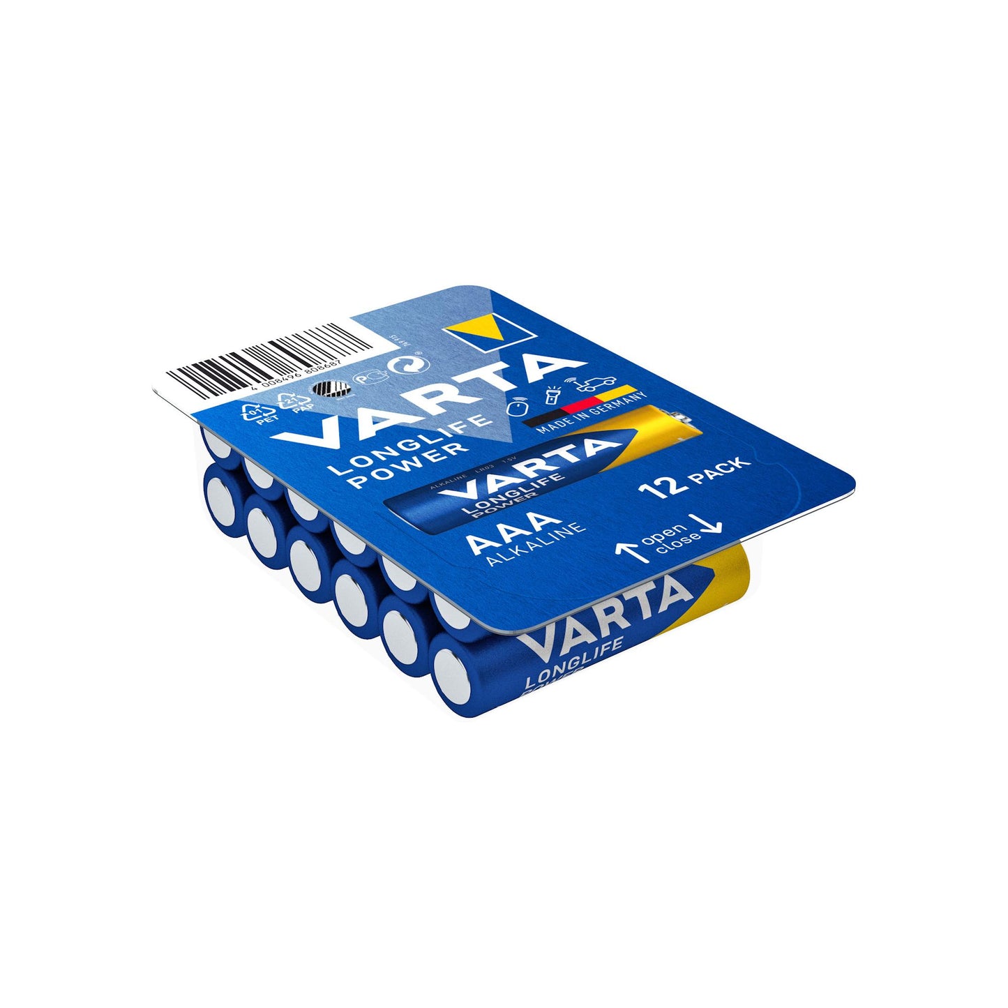 VARTA Batterie Alkaline Micro AAA LR03, 1.5V Longlife Power, Retail Box (12-Pack)