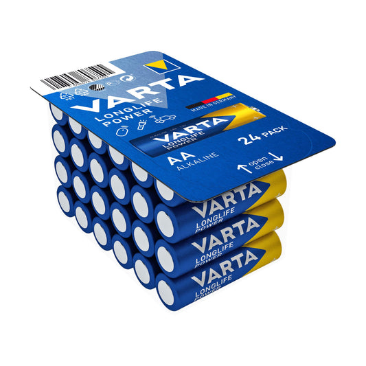 VARTA Batterie Alkaline AA LR06, 1.5V Longlife Power, Retail Box (24-Pack)