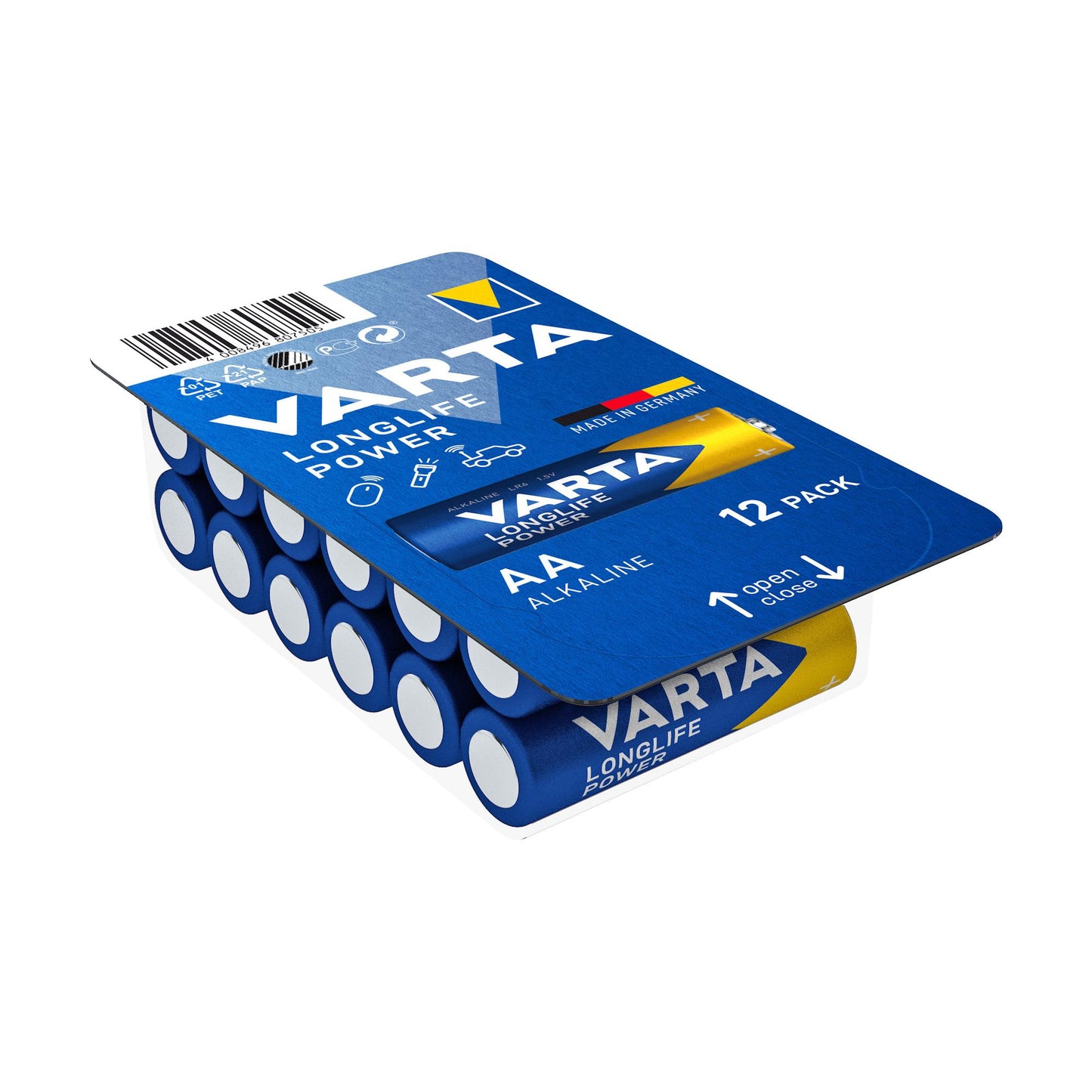 VARTA Batterie Alkaline Mignon AA LR06, 1.5V Longlife Power, Retail Box (12-Pack)