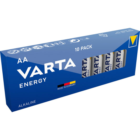 VARTA Batterie Alkaline Mignon AA LR06, 1.5V Energy, Retail Box (10-Pack)