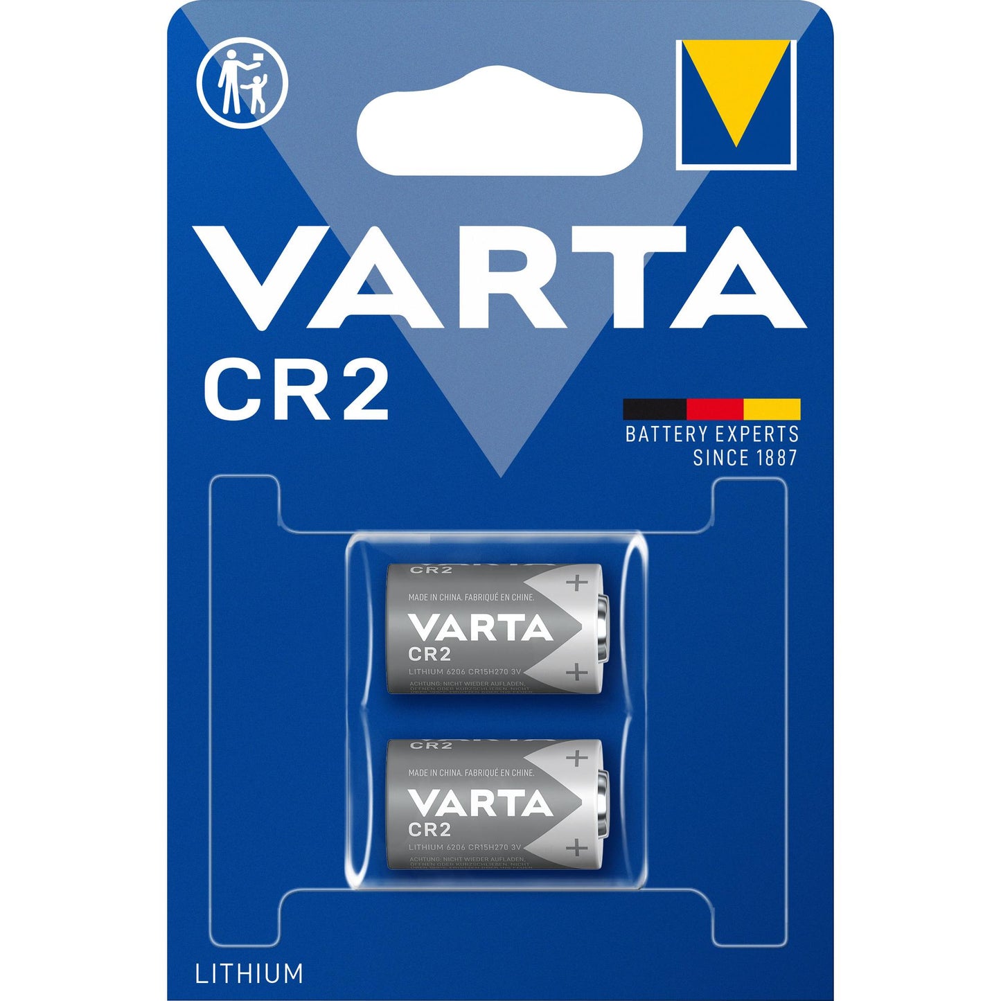 VARTA Batterie Lithium CR2, 3V Photo, Retail Blister (2-Pack)