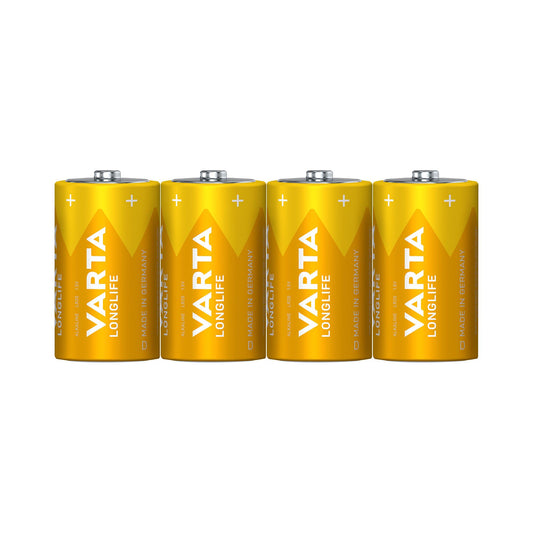 VARTA Batterie Alkaline Mono D LR20, 1.5V Longlife, Folienverpackung (4-Pack)