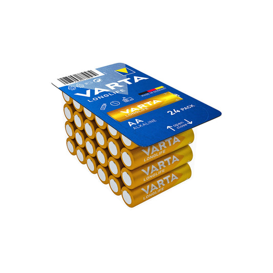 VARTA Batterie Alkaline Mignon AA LR06, 1.5V Longlife, Retail Box (24-Pack)