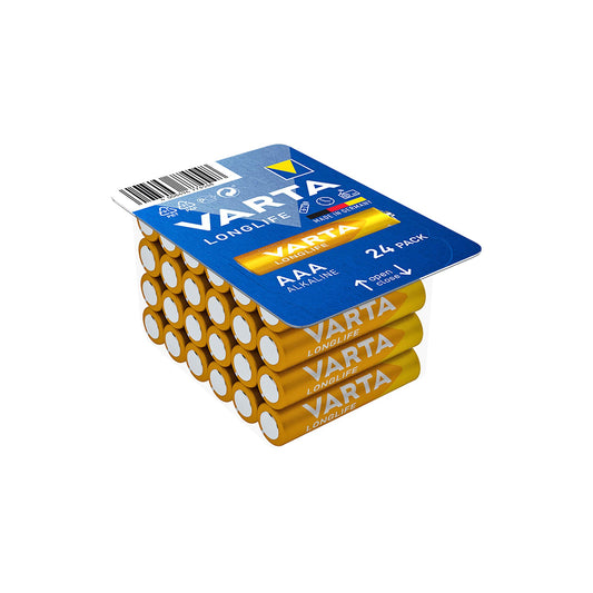 VARTA Batterie Alkaline Micro AAA LR03, 1.5V Longlife, Retail Box (24-Pack)