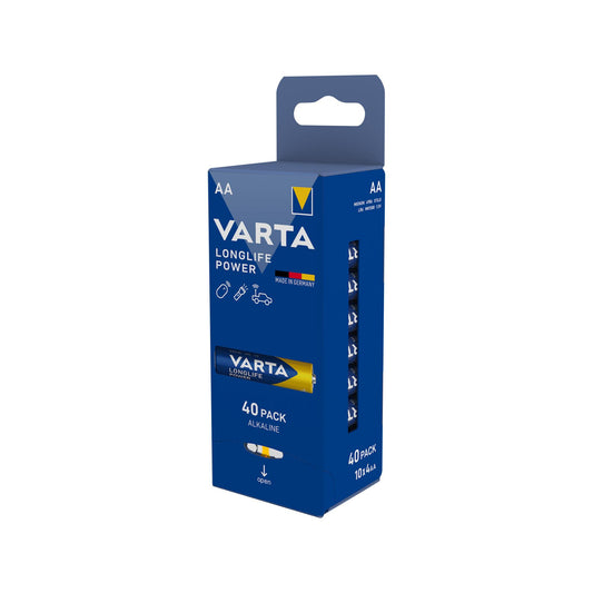 VARTA Batterie Alkaline AA LR06, 1.5V Longlife Power, Retail Box (40-Pack)