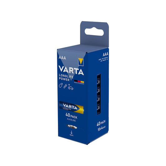 VARTA Batterie Alkaline AAA LR03, 1.5V Longlife Power, Retail Box (40-Pack)