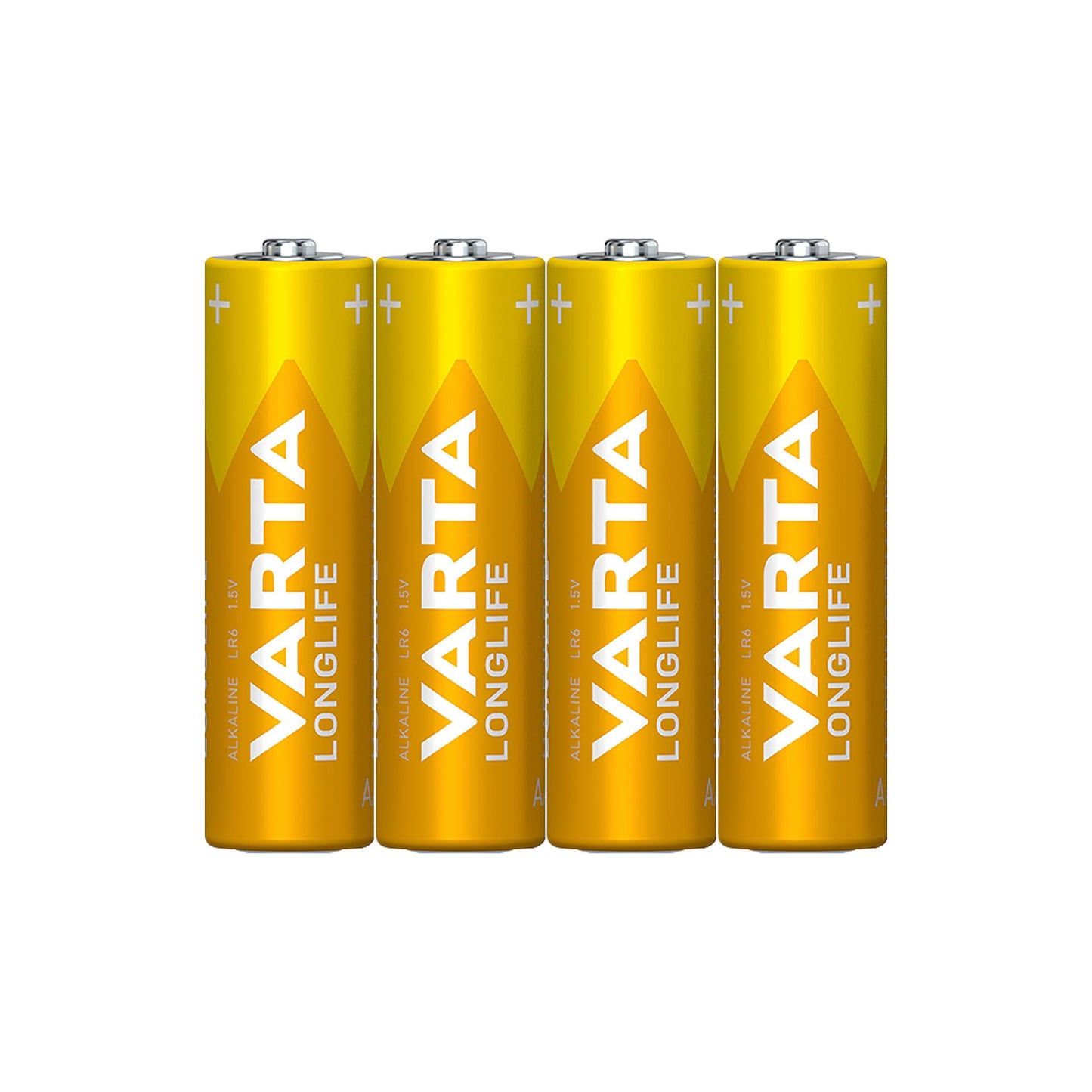 VARTA Batterie Alkaline Mignon AA LR06, 1.5V Longlife, Shrinkwrap (4-Pack)