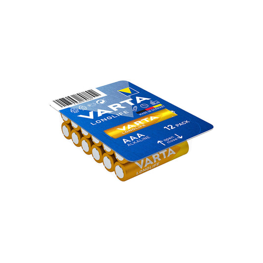 VARTA Batterie Alkaline Micro AAA LR03, 1.5V Longlife, Retail Box (12-Pack)