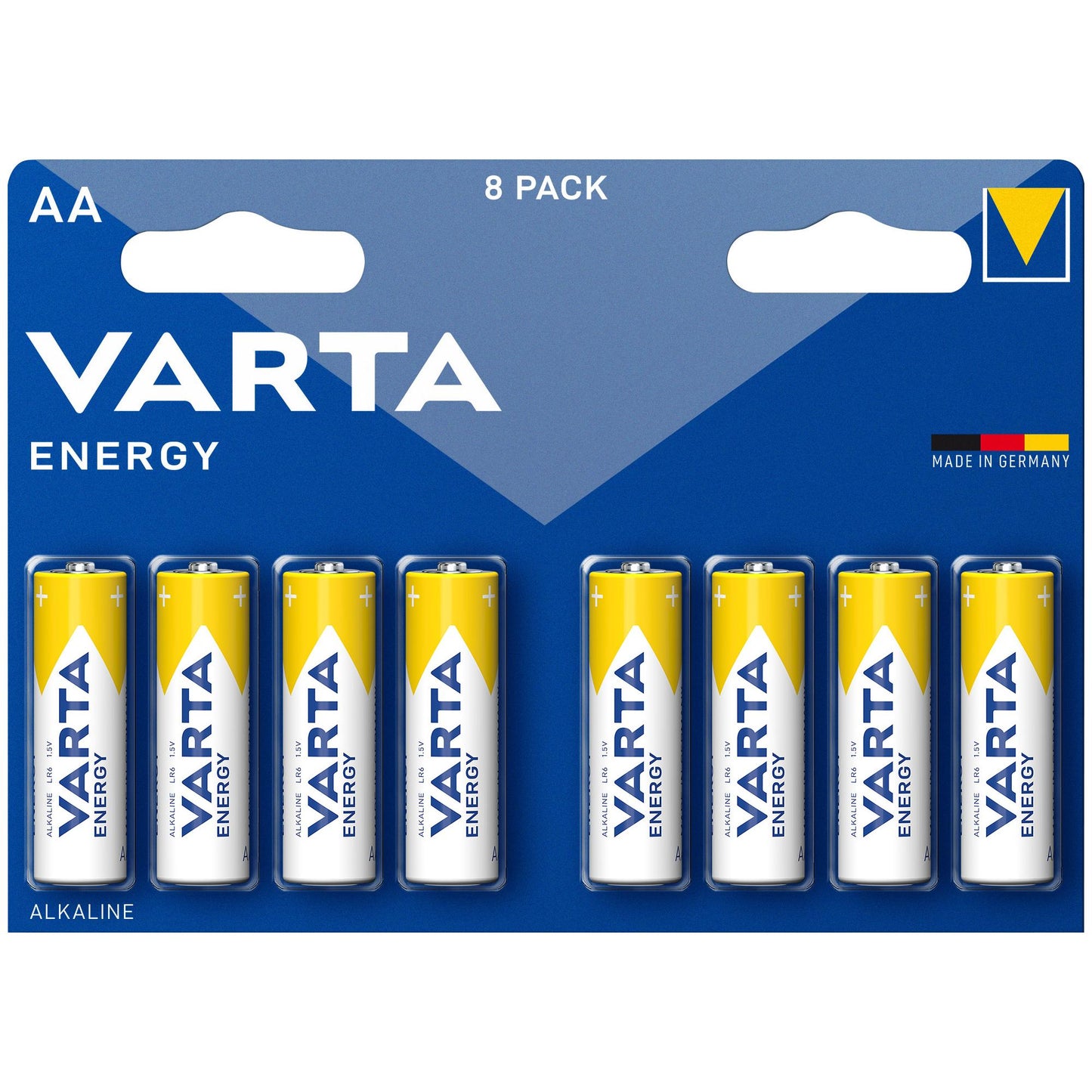 VARTA Batterie Alkaline Mignon AA LR06, 1.5V Energy, Retail Blister (8-Pack)