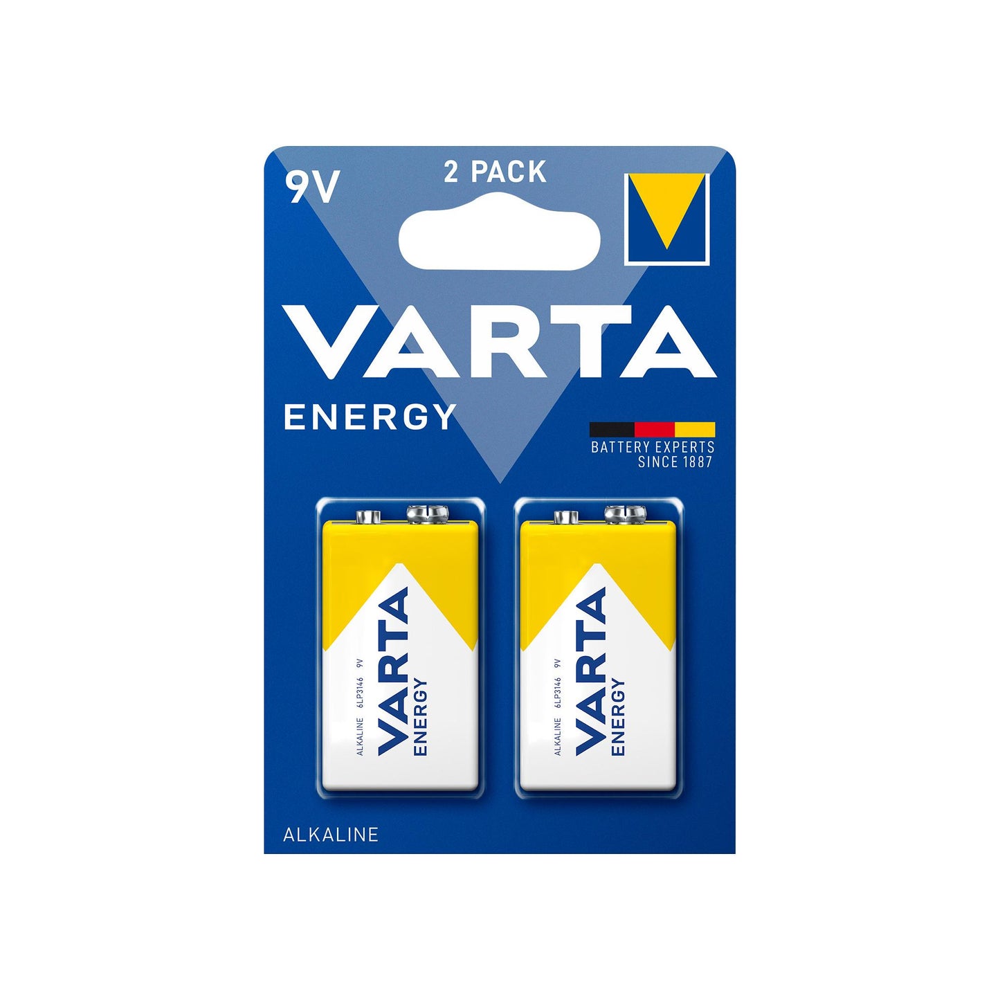 VARTA Batterie Alkaline E-Block 6LR61, 9V Energy, Retail Blister (2-Pack)