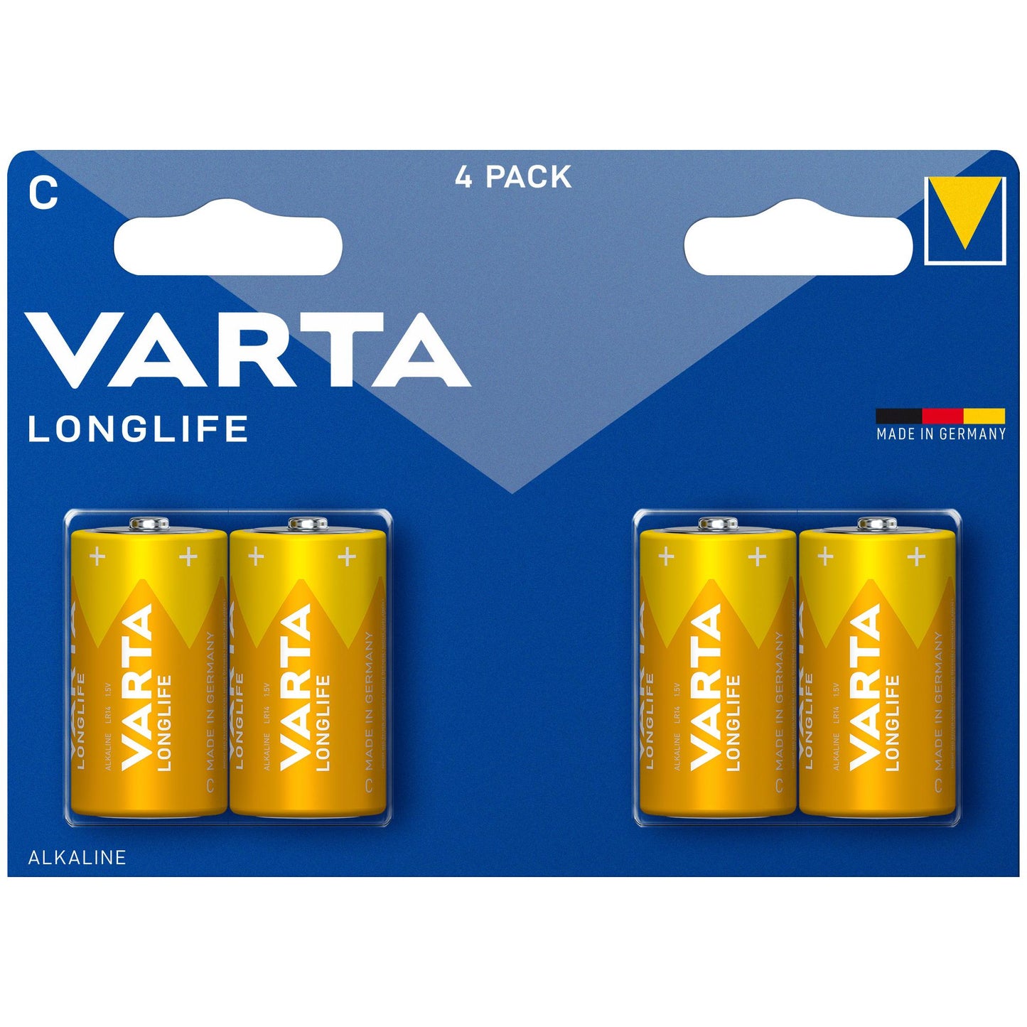 VARTA Batterie Alkaline Baby C LR14, 1.5V Longlife, Retail Blister (4-Pack)