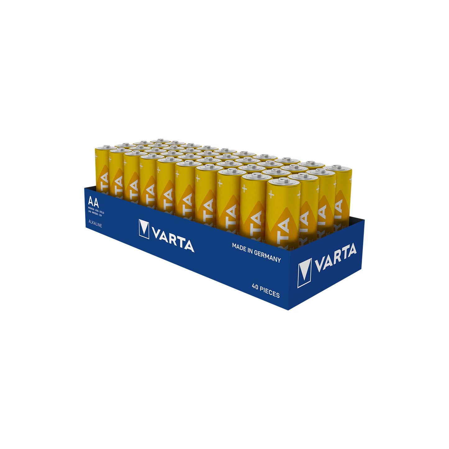 VARTA Batterie Alkaline Mignon AA LR06, 1.5V, Longlife, Tray (40-Pack)