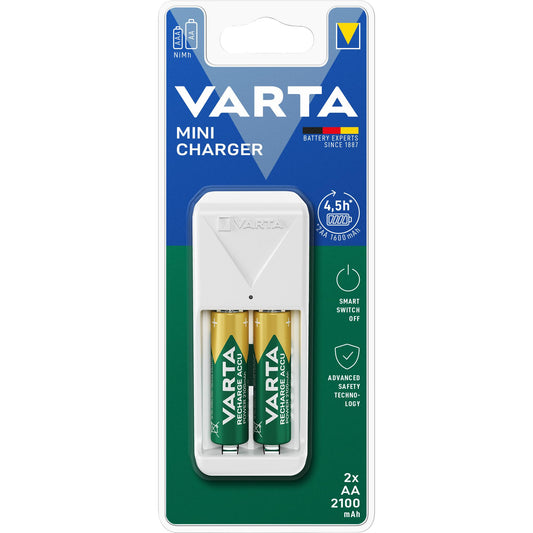 VARTA Universal Ladegerät Mini Charger inkl. 2x AA Mignon Akkus, 2100mAh, Retail