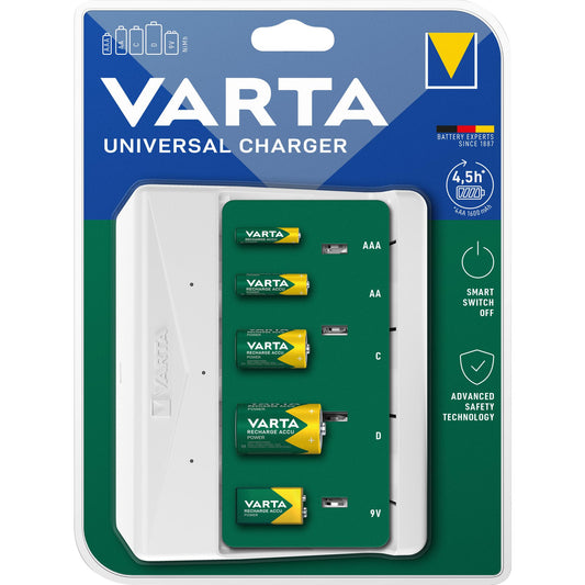 VARTA NiMH Universal Ladegerät ohne Akkus für AA/AAA/C/D/9V, Retail