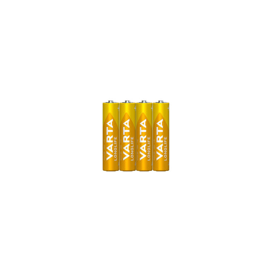VARTA Batterie Alkaline Micro AAA LR03, 1.5V Longlife, Shrinkwrap (4-Pack)
