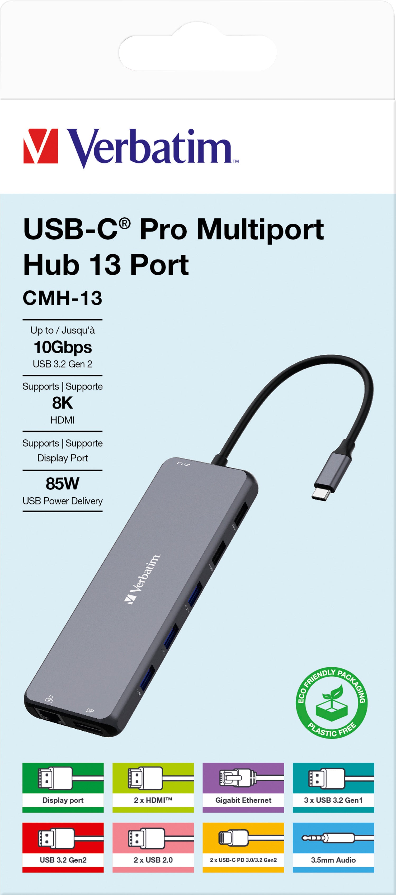 VERBATIM Hub, Multiport, CMH-13, 2x USB 2.0-A, 4x USB 3.2-A, 2x USB 3.2-C