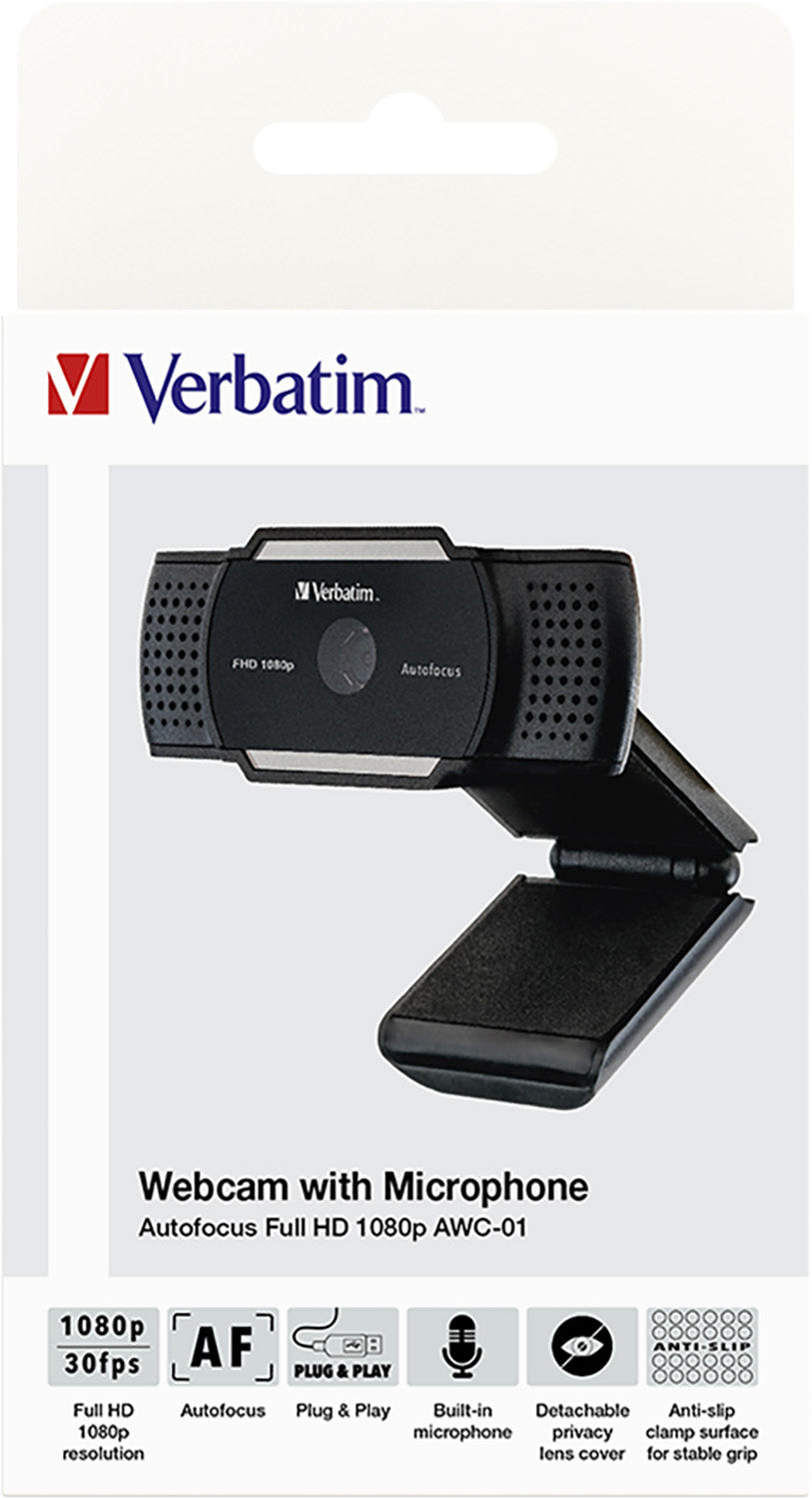 VERBATIM Webcam AWC-01, Full HD 1080p, schwarz