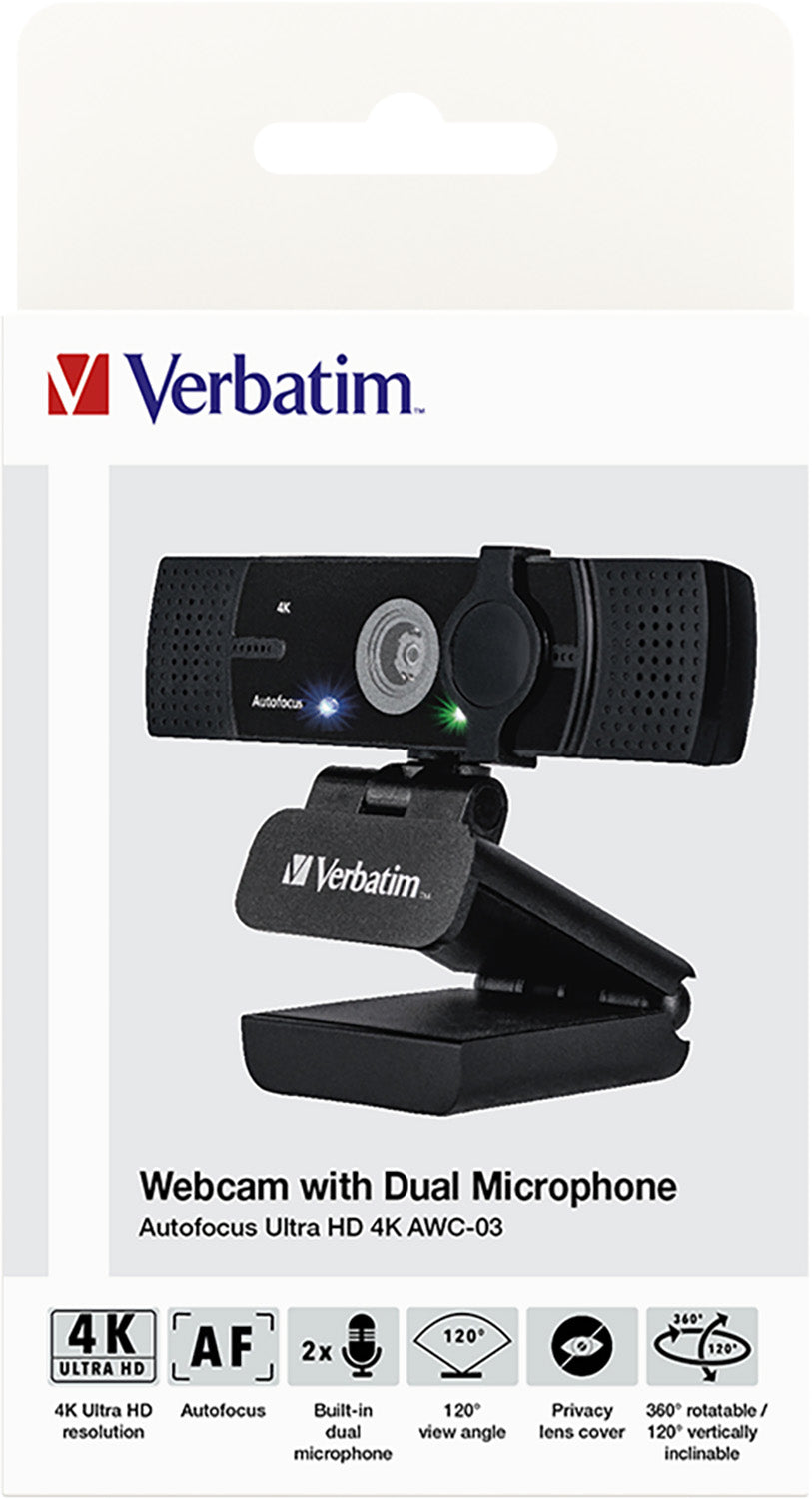 VERBATIM Webcam AWC-03, 4K Ultra HD, schwarz