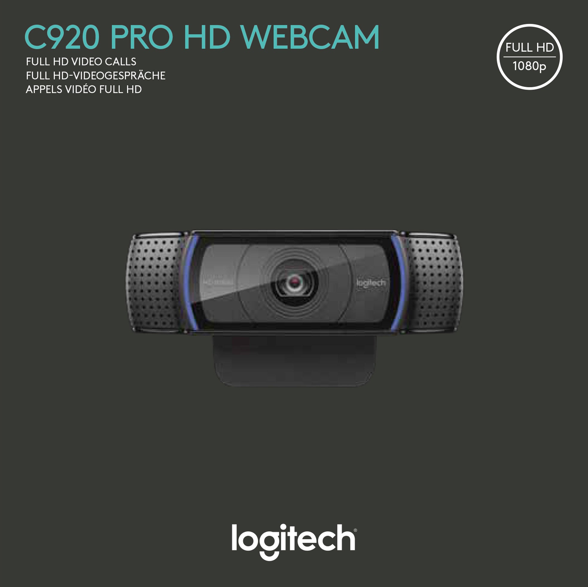 LOGITECH Webcam C920, Full HD 1080p, schwarz