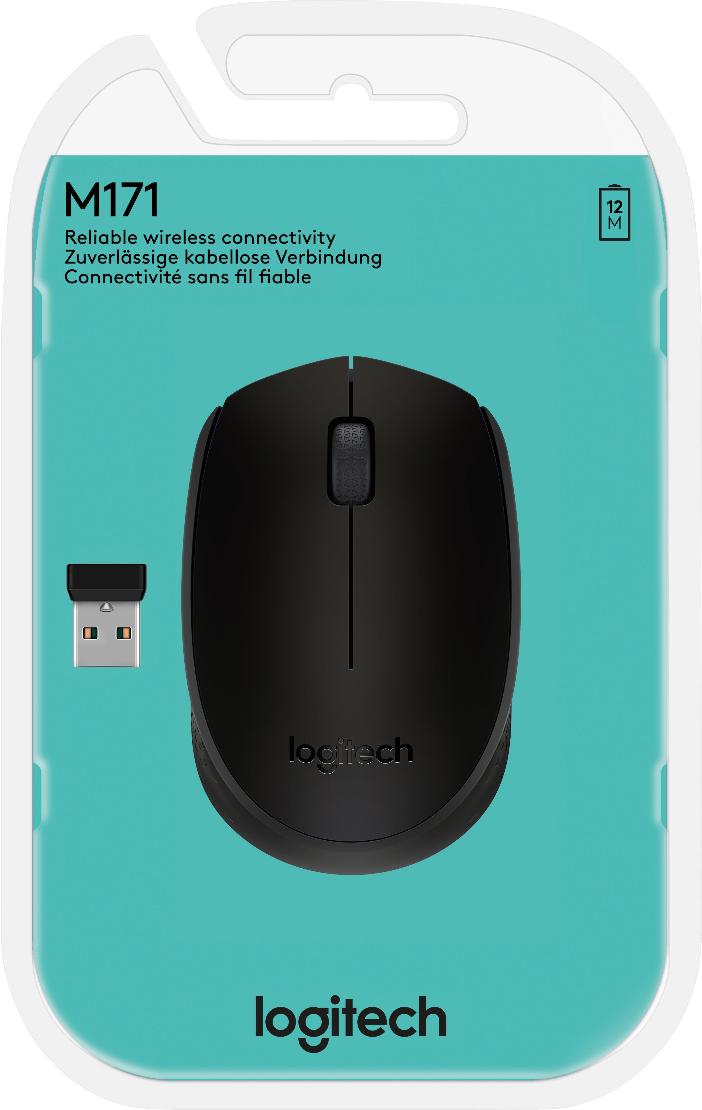 LOGITECH Maus M171, Wireless, schwarz