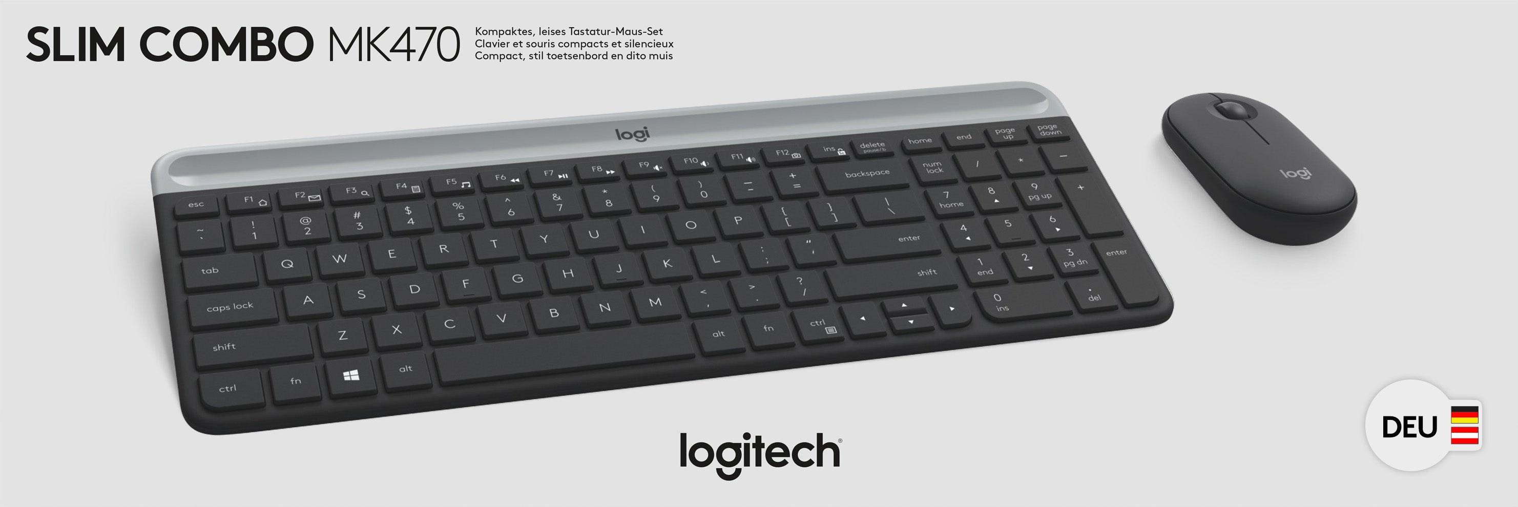 LOGITECH Tastatur-Maus Set MK470, Wireless, grafit