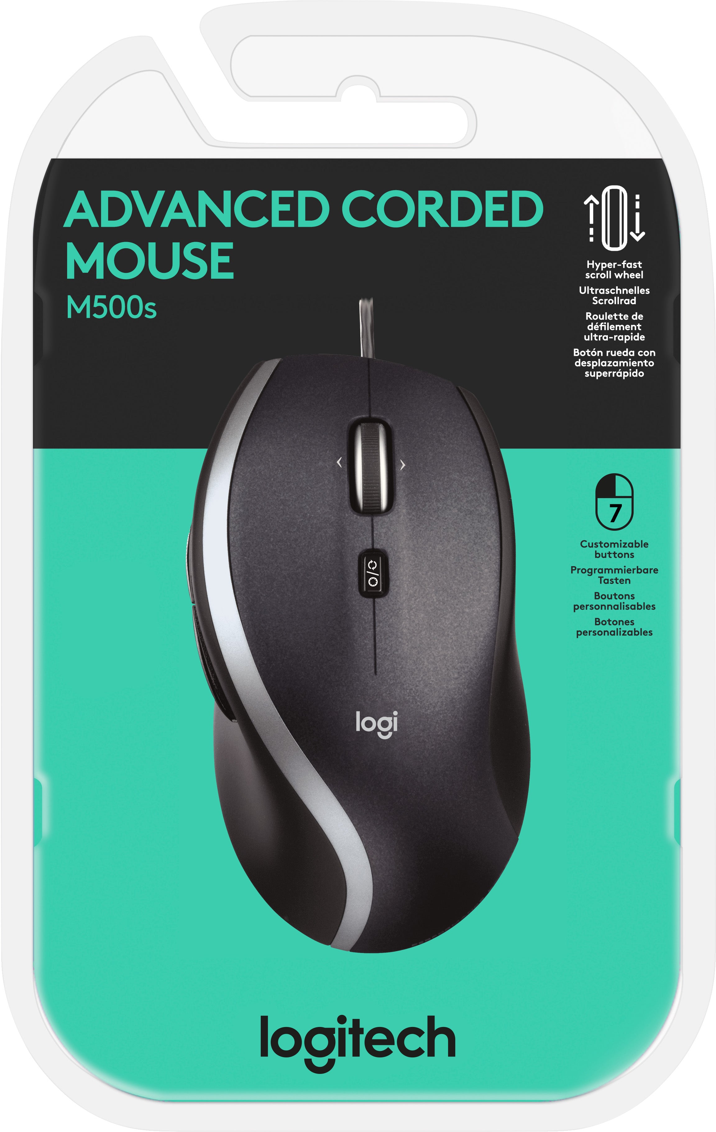LOGITECH Maus M500S, Advanced, USB, schwarz
