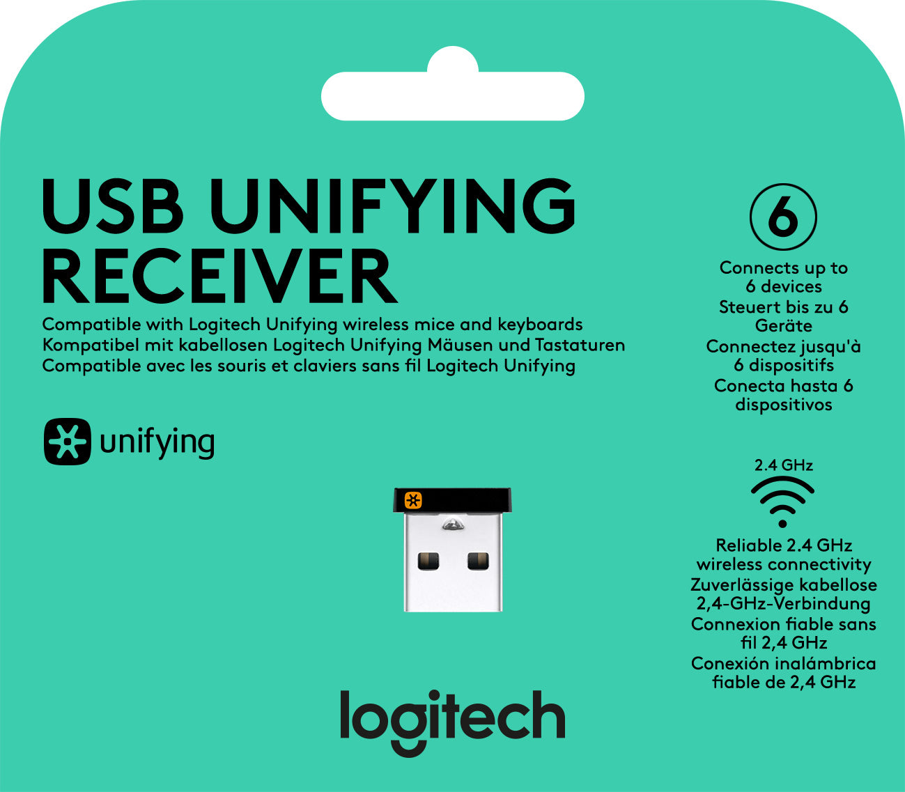 LOGITECH USB Receiver, Wireless, Unifying