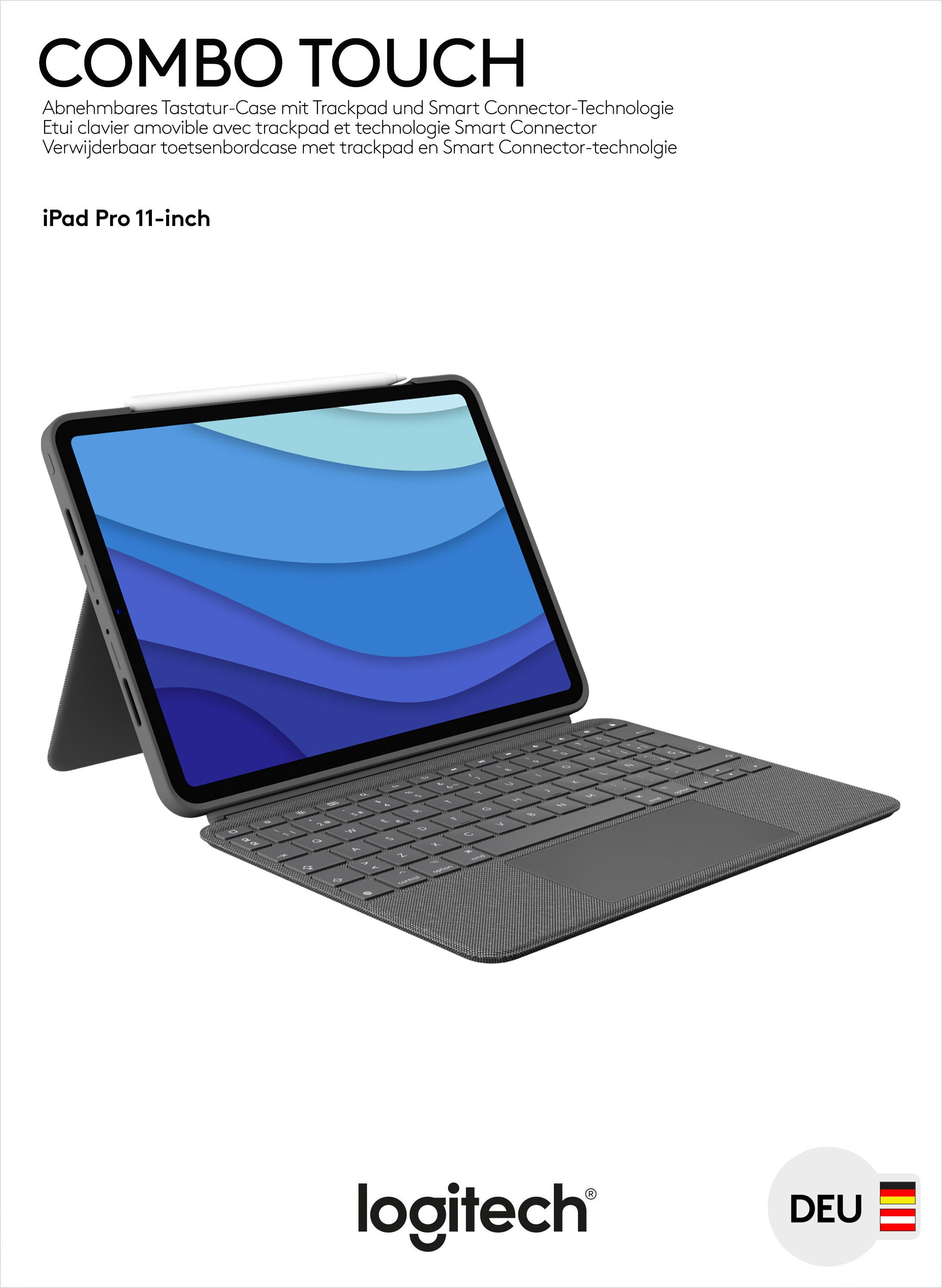 LOGITECH Tastatur Combo Touch, Smart Connector, grau
