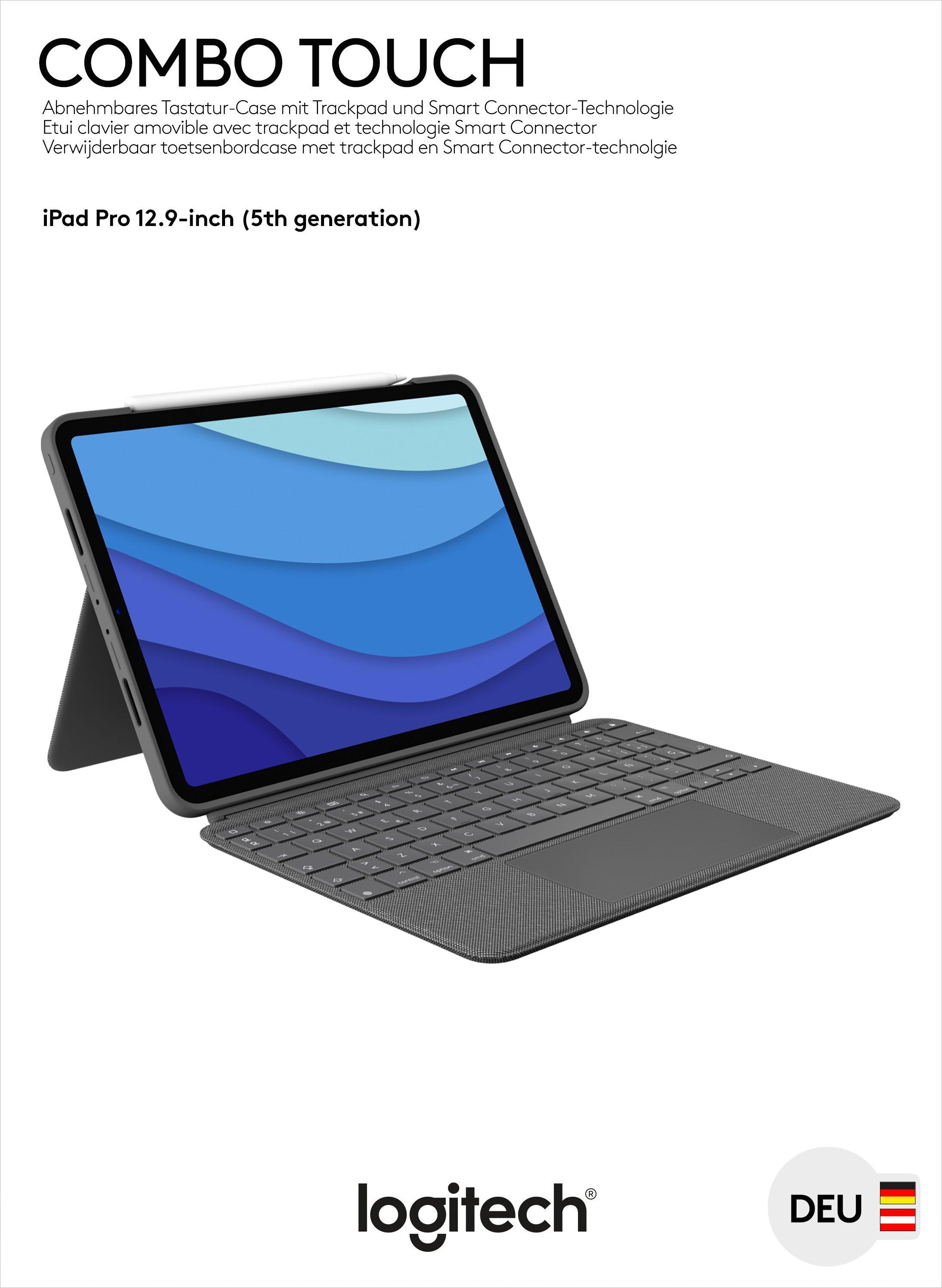 LOGITECH Tastatur Combo Touch, Smart Connector, grau
