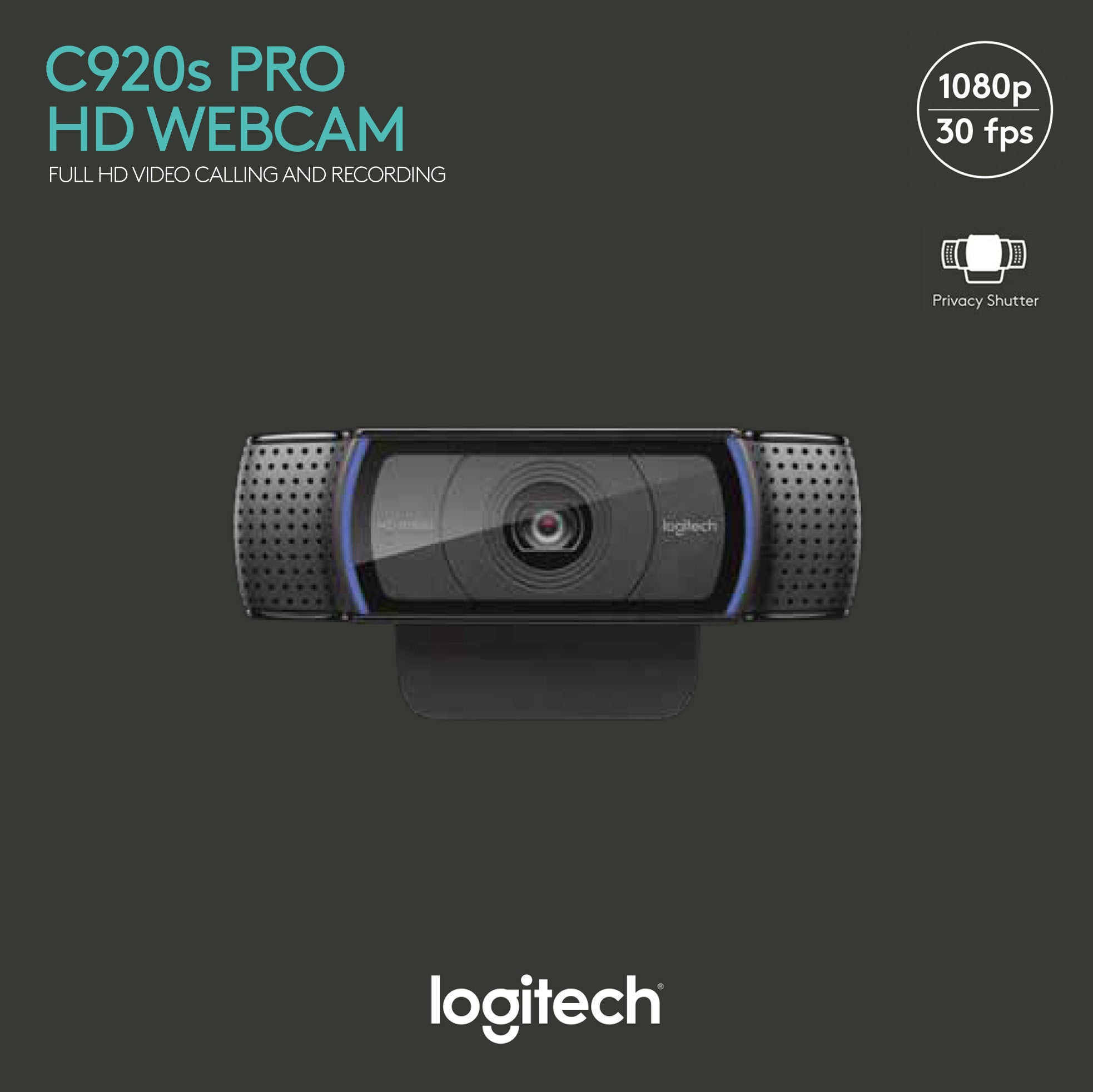 LOGITECH Webcam C920s Pro, Full HD 1080p, schwarz