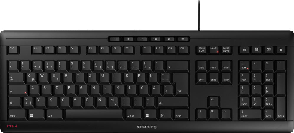 CHERRY Tastatur STREAM Keyboard, USB, schwarz, deutsches QWERTZ-Layout