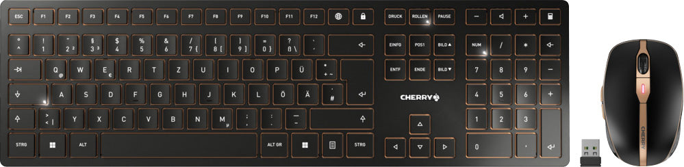 CHERRY Tastatur-Maus Set DW 9100 Slim, Wireless, Bluetooth, schwarz, deutsches QWERTZ-Layout