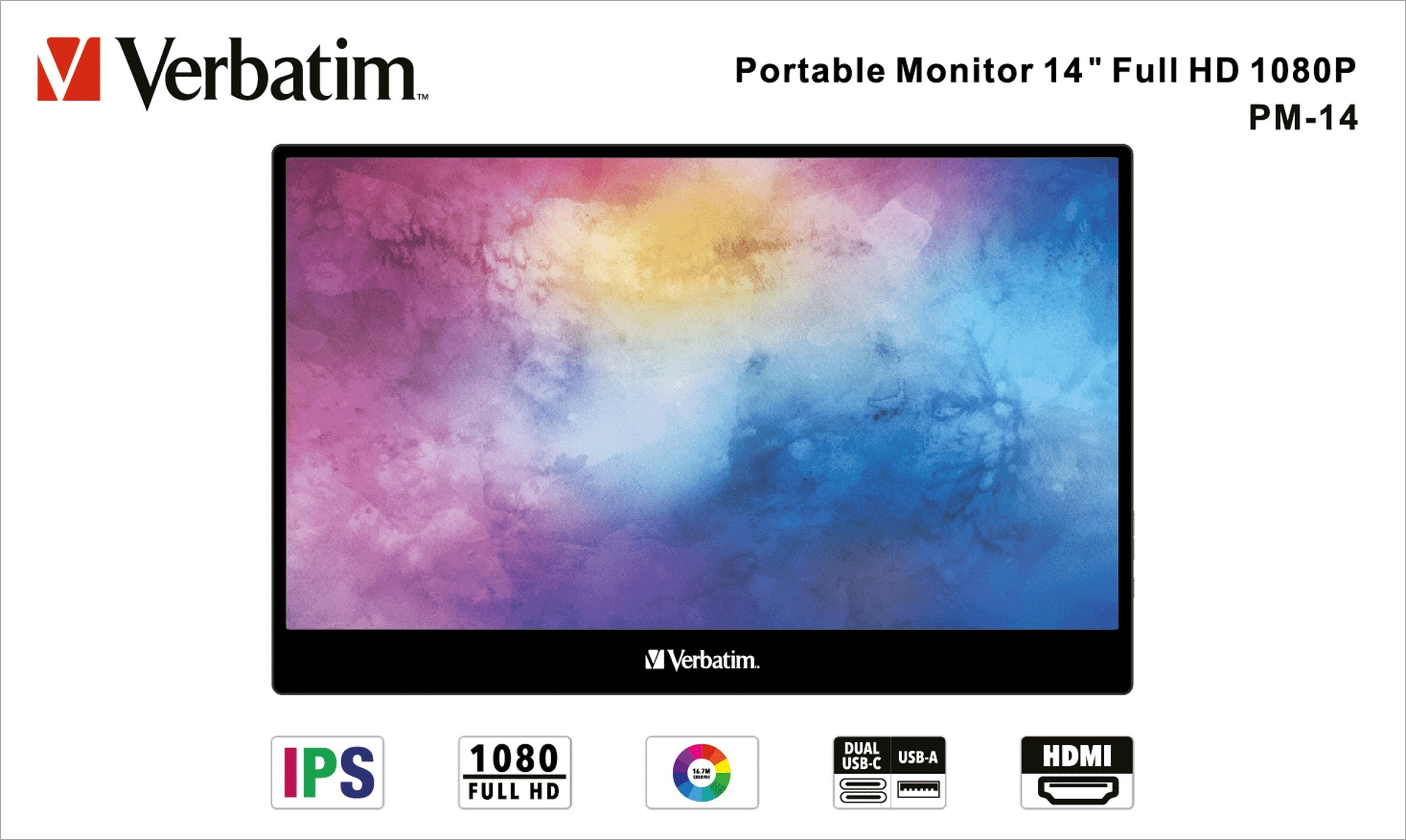 VERBATIM Portable Monitor PM-14, 14'' (35.56cm), LCD, Full HD
