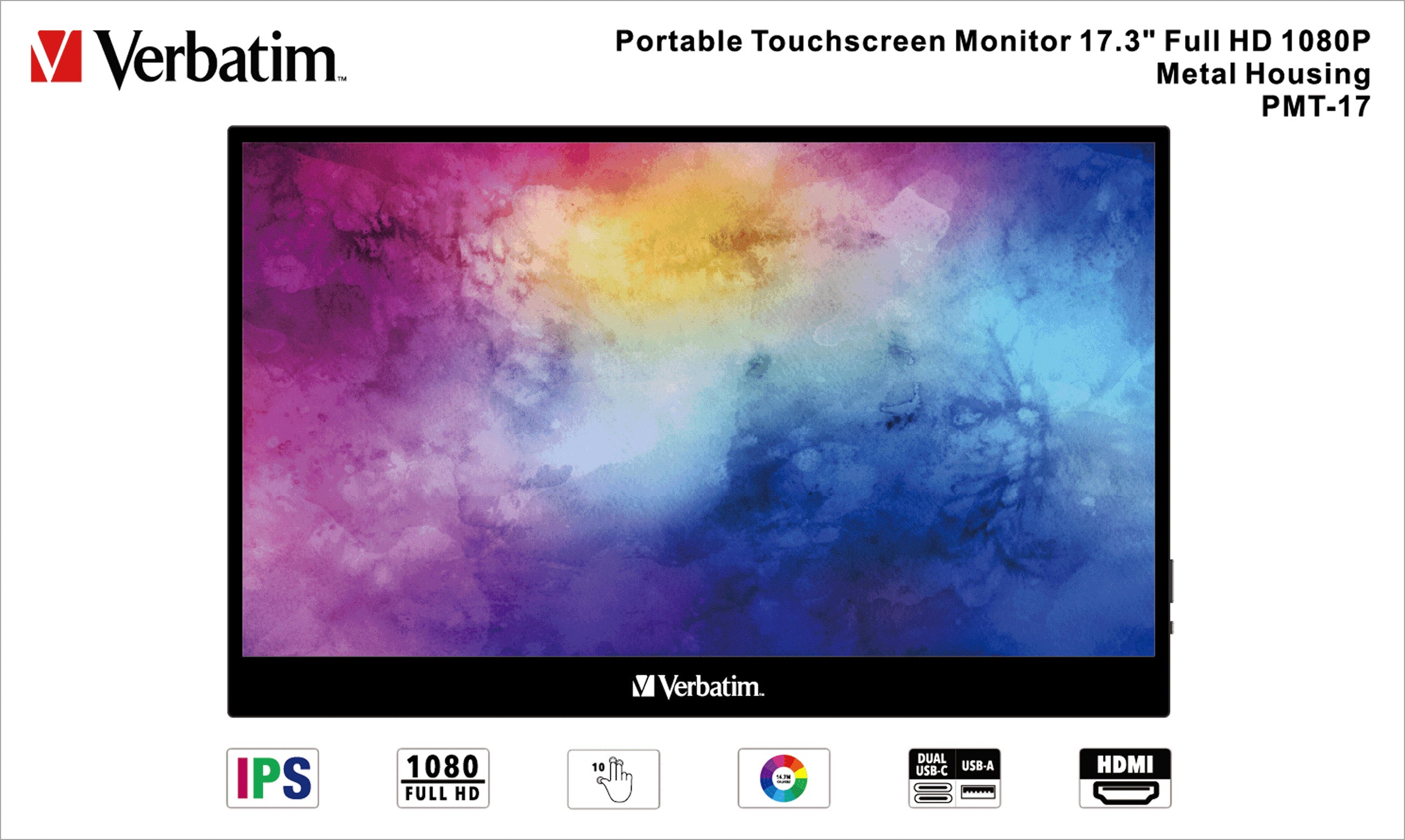 VERBATIM Portable Monitor PMT-17, 17.3'' (43.94cm), LCD, Full HD