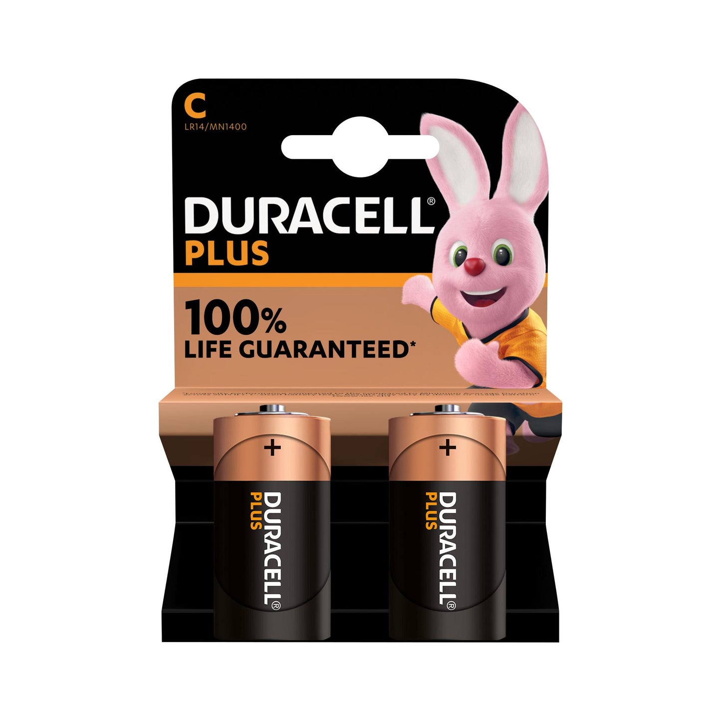 DURACELL Batterie Alkaline Baby C LR14, 1.5V Plus, Extra Life, Retail Blister (2-Pack)