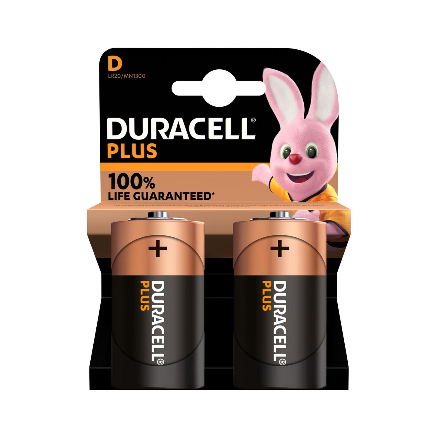 DURACELL Batterie Alkaline Mono D LR20, 1.5V Plus, Extra Life, Retail Blister (2-Pack)
